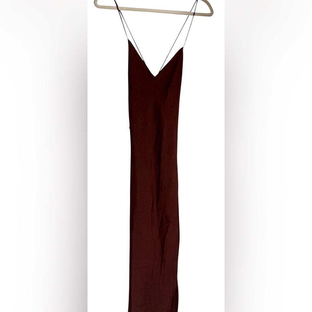 Topshop Brown Satin Midi Dress - Picture 5 of 6